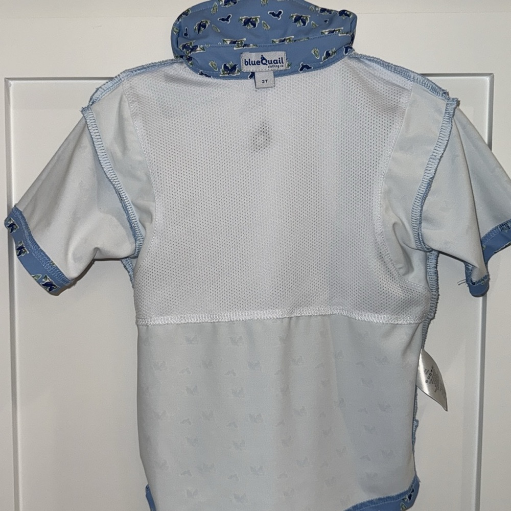 Blue Quail Performance Short Sleeve Blue Polo Shirt with Quail Print 2T - Picture 10 of 11